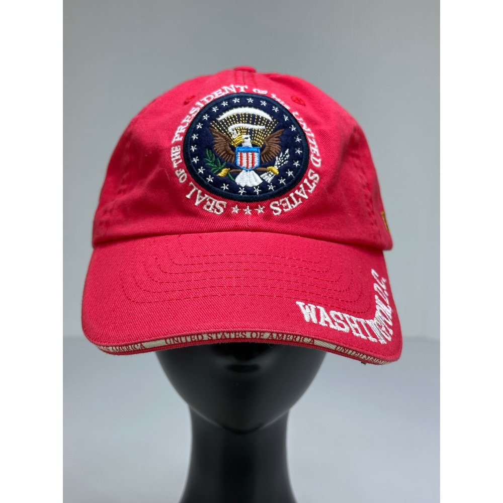 Presidential Seal Washington DC Red Baseball Cap Adjustable USA Flag Hat